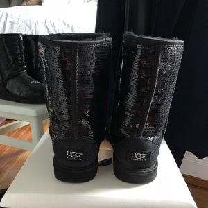 Black Classic Short Sequin UGG Boots